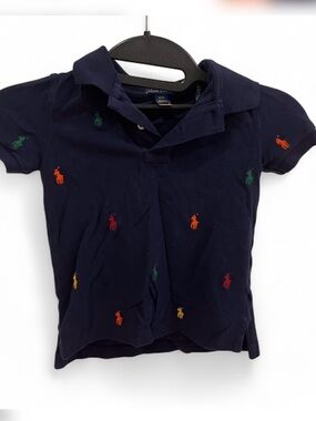 Polo by Ralph Lauren Navy Kids Polo with Multicolored Pony Embroidery